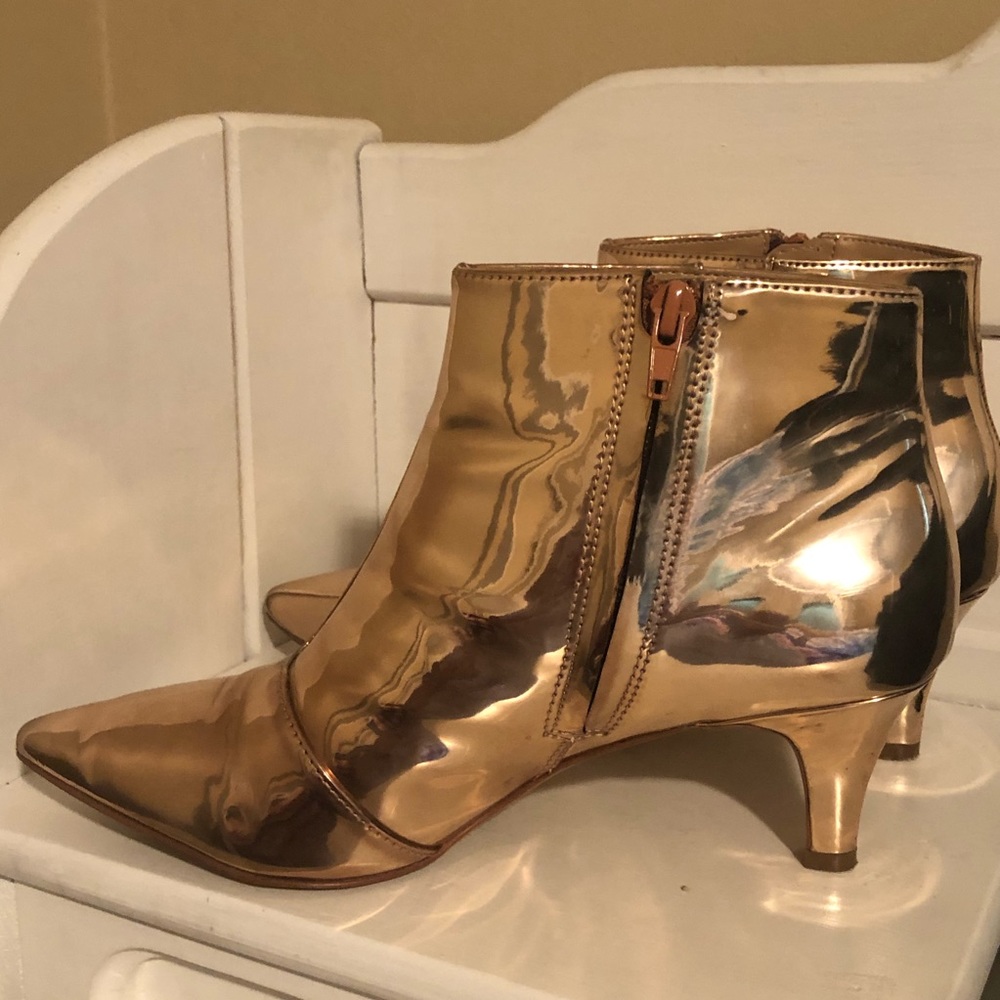 Metallic gold booties INC worn once!!
